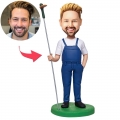 Farmer Holding Tools Custom Bobblehead With Engraved Text