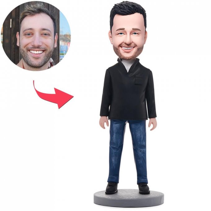 Fashion Casual Man Custom Bobblehead With Engraved Text