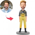 Fashion Man In Yellow Bib Pants Custom Bobblehead With Engraved Text