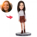 Fashion Woman Carrying A Bag Custom Bobblehead With Engraved Text