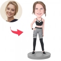 Fashion Woman In Sweatpants Custom Bobblehead With Engraved Text