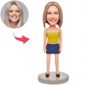 Fashion Woman Wearing Dress Custom Bobblehead With Engraved Text