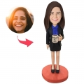 Female Boss Custom Bobblehead With Engraved Text