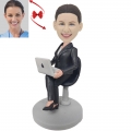 Female Boss Working With Laptop Custom Bobbleheads