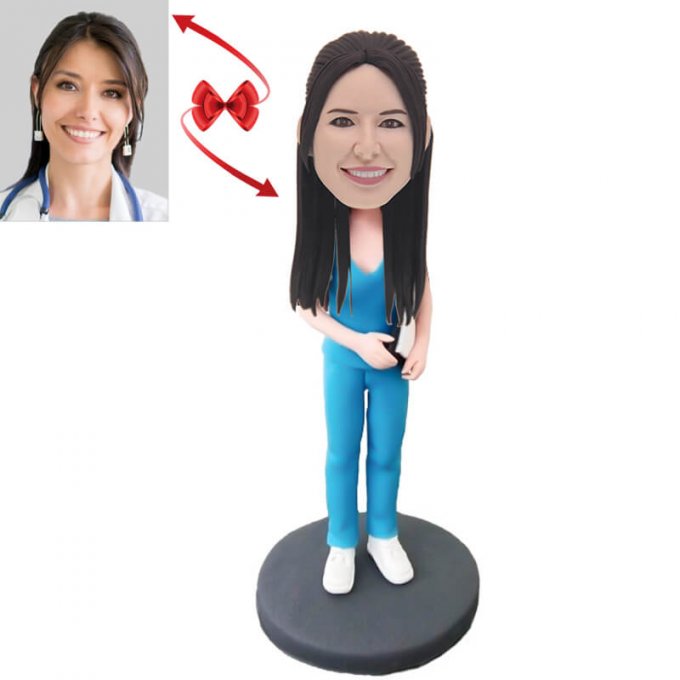 Female Doctor On Duty Custom Bobblehead