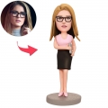 Female Executive Custom Bobblehead With Engraved Text