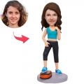 Female Fitness Instructor Custom Bobblehead With Engraved Text