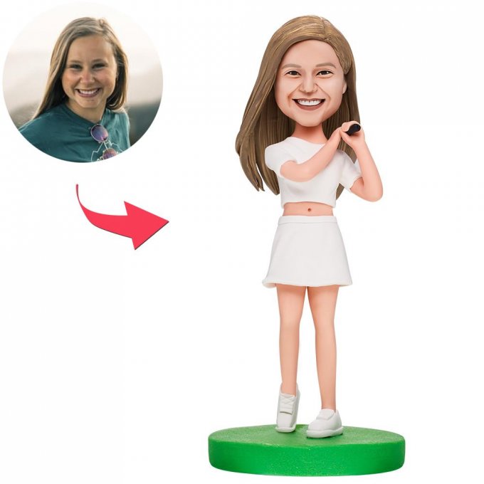 Female Golfer Custom Bobblehead With Engraved Text