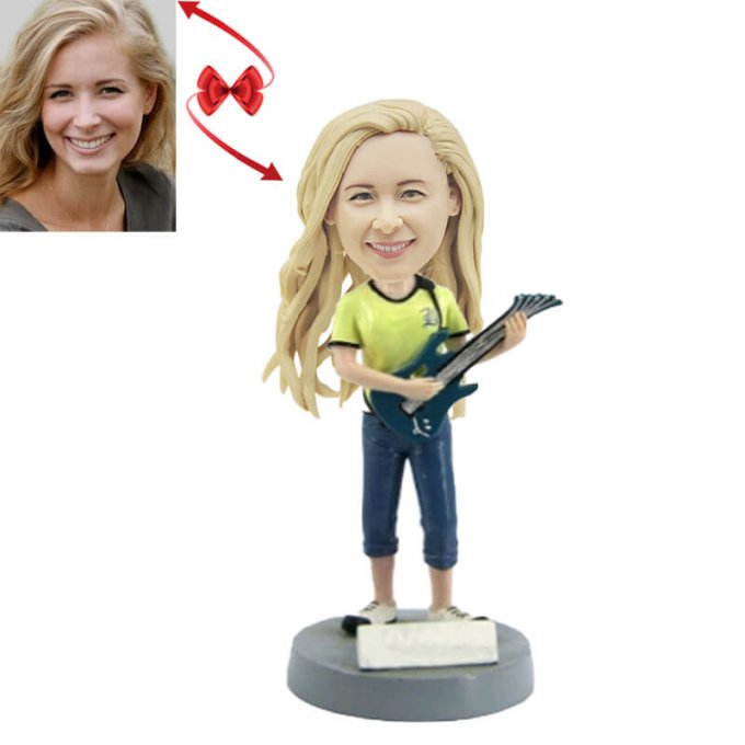 Female Guitarist Custom Bobblehead