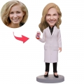 Female Laboratory Worker Custom Bobblehead With Engraved Text