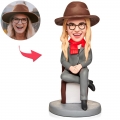 Female Professor Holding Apple And Book Custom Bobblehead With Engraved Text