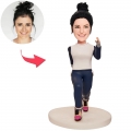 Female Runner Custom Bobblehead With Engraved Text