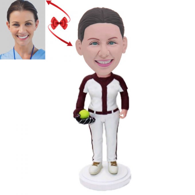 Female Softball Player Custom Bobblehead