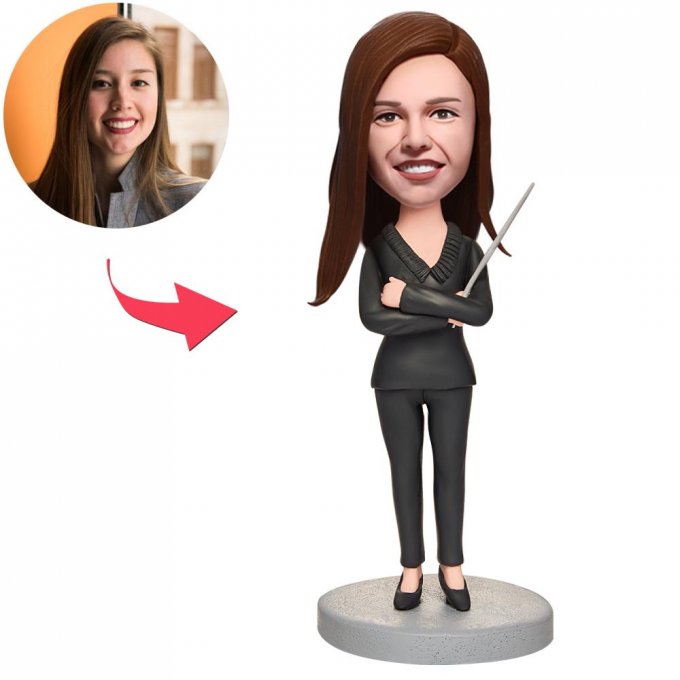 Female Teacher Lecturing Custom Bobblehead With Engraved Text