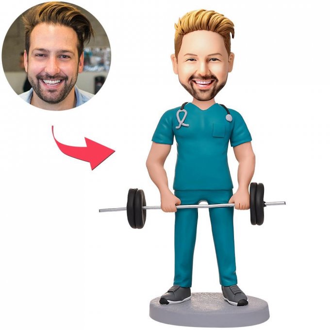 Fitness Male Doctor Custom Bobblehead With Engraved Text