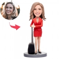 Flight Attendant Custom Bobblehead With Engraved Text