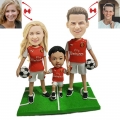 Football Family Of Three Custom Bobblehead