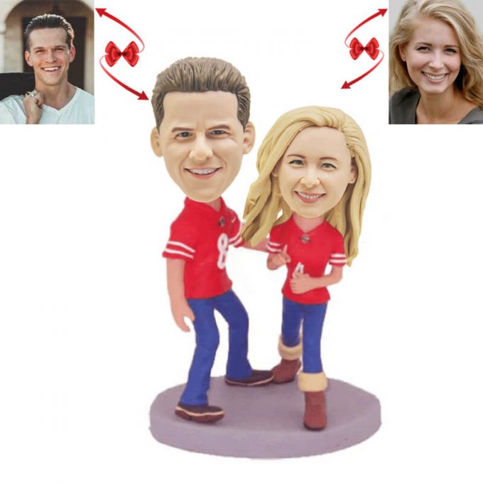 Football Fans Couple Custom Bobbleheads