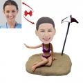 Girl With Bikini In Hawaii Beach Custom Bobblehead