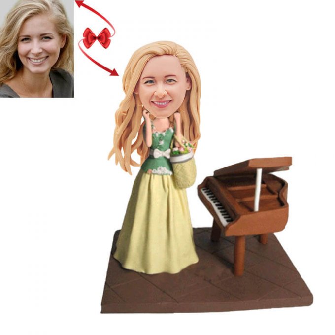 Girl With Piano Custom Bobblehead