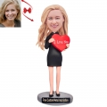 Girlfriend with A Heart in Hand Custom Bobblehead with Free Metal Inscription