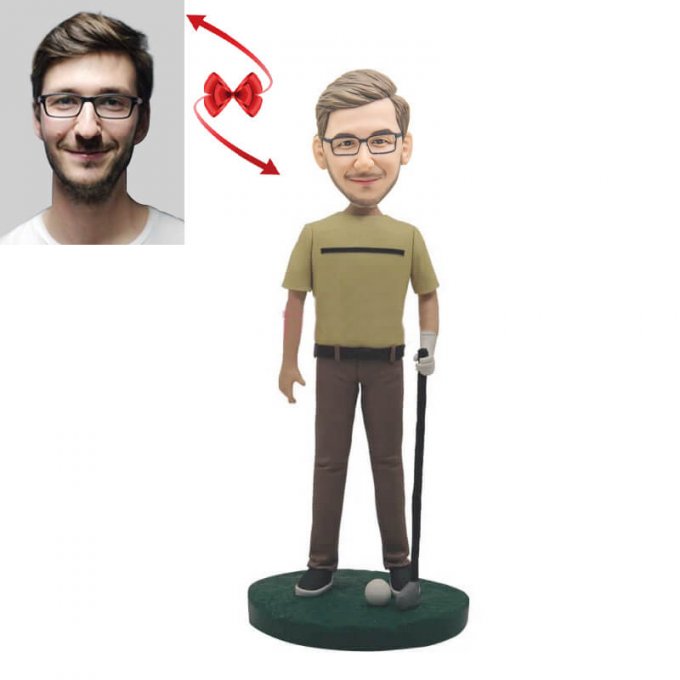 Golfer Taking The Club Custom Bobblehead