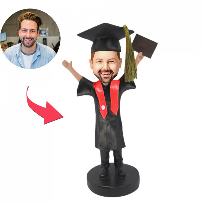 Graduation Boy Custom Bobblehead With Engraved Text