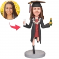 Graduation Girl Holding Bear And Certificate Custom Bobblehead With Engraved Text