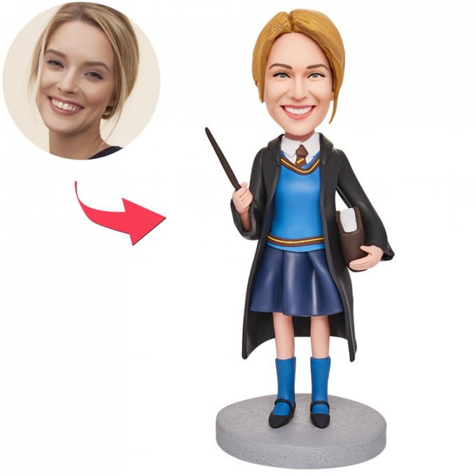 Graduation Girl Holding Book Custom Bobblehead With Engraved Text