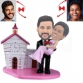 Groom Carried Bride In The Pink House Custom Bobblehead