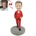 Handsome Man In Red Suit Custom Bobblehead