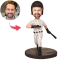 Happy Baseball Player Custom Bobblehead With Engraved Text