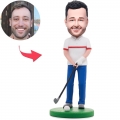 Happy Golfer Man Custom Bobblehead With Engraved Text