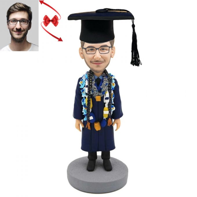 Happy Male Graduates with Garland Custom