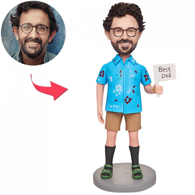 Hawaii Shirt Daddy Custom Bobblehead with Engraved Text