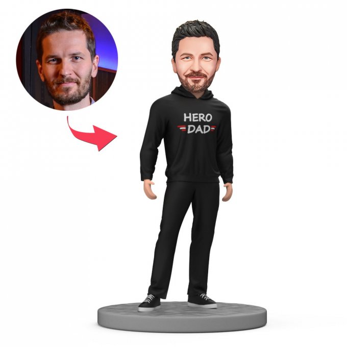 Hero Dad Casual Outfit Bobbleheads Custom Bobbleheads with Engraved Text