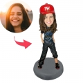 Hip Hop Girl Custom Bobblehead With Engraved Text