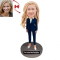 Intellectual Lady Custom Bobblehead with Free Metal Inscription