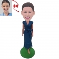 Lady in Blue Skirt Custom Bobblehead