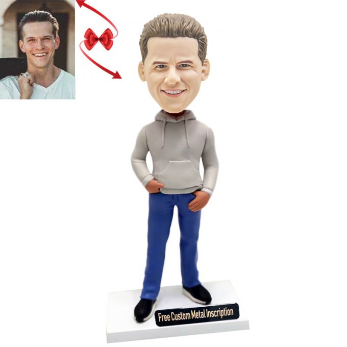 Leisure Man Custom Bobblehead with Free Metal Inscription