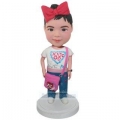 Little Girl With Pink Purse Custom Bobblehead With Engraved Text