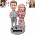 Lovey-dovey Couple Custom Bobblehead with Free Metal Inscription