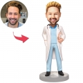 Male Doctor With Stethoscope Custom Bobblehead With Engraved Text