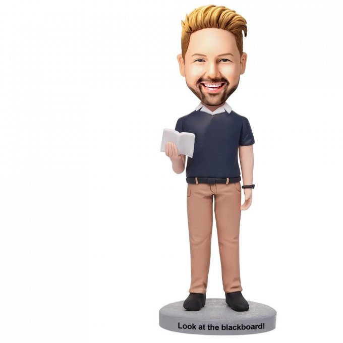 Male Teacher Custom Bobblehead With Engraved Text