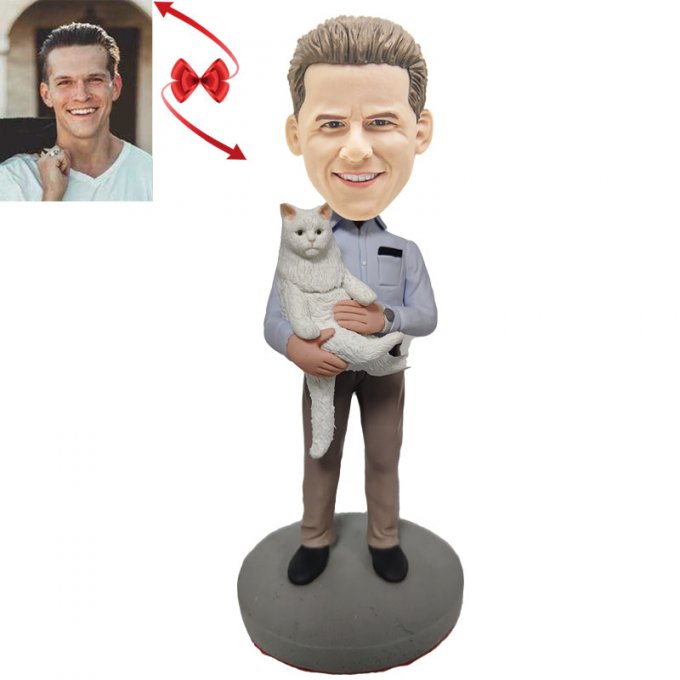 Man Holding Cat Custom Bobblehead