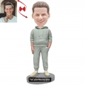 Man in Basic Jogging Pant Custom Bobblehead with Free Metal Inscription