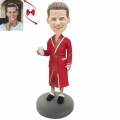 Man Wearing Red Pajamas Custom Bobblehead