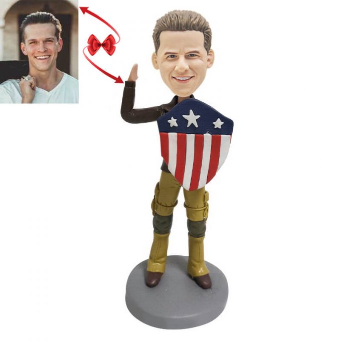 Man with American shield Custom Bobblehead