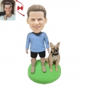 Men in Cowboy Boot Walk Dog Custom Bobblehead