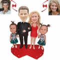 Mom And Dad With Twin Children Custom Bobblehead